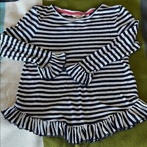 Boden 100% linen Navy and White Striped Long Sleeve Top